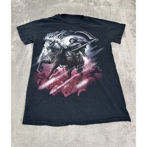 Vintage Y2K Skull Short Sleeve T Shirt Men's Size Medium Black Grunge